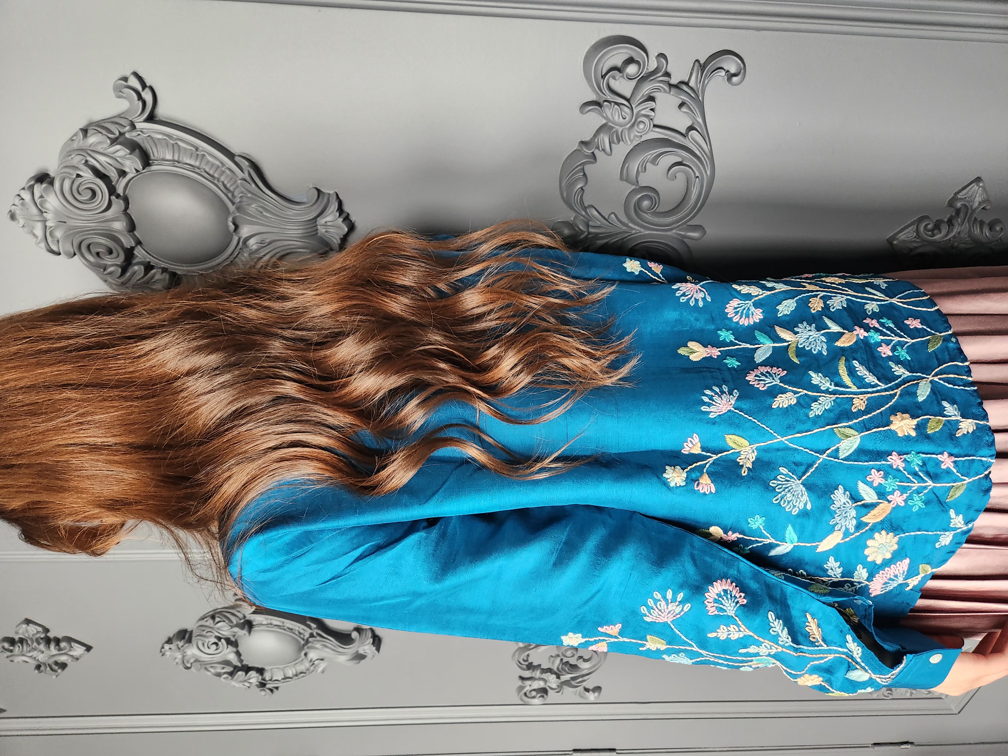 Teal embroidered jacket